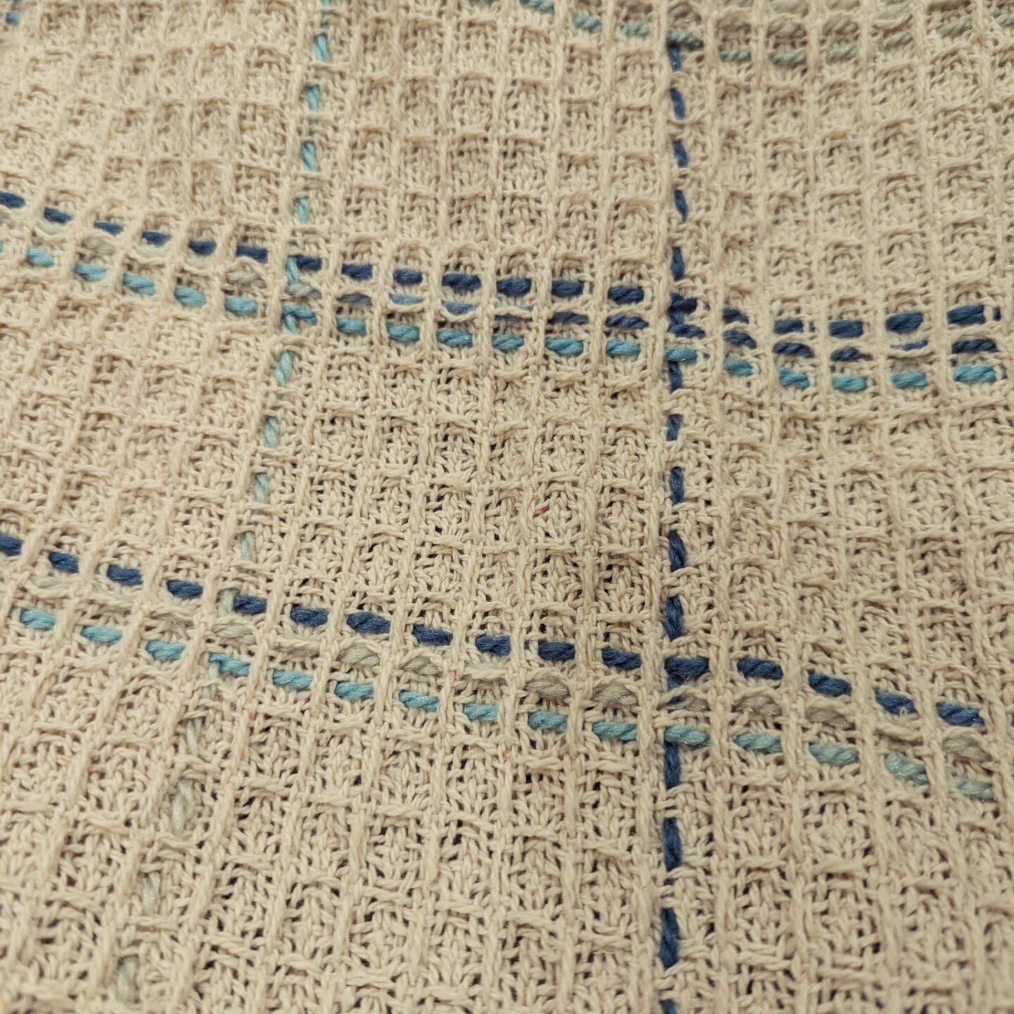 Throw Blanket - INDIGO GRID SERENITY - Image 3
