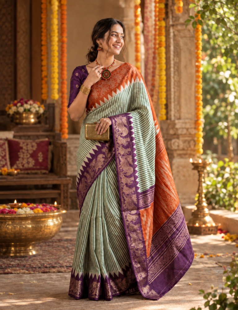 Mandira - Heritage Stripes and Temple Motifs - Image 1