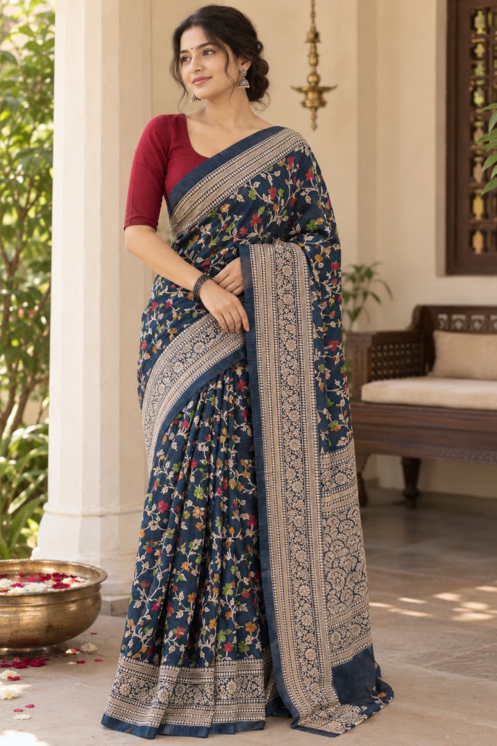 Pashmina - Riwaz, Printed Silk Saree - Image 1