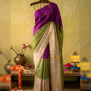 Tasar Tie n Dye Saree - HOLI - BERRY MOSS