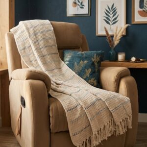 Throw Blanket - INDIGO GRID SERENITY